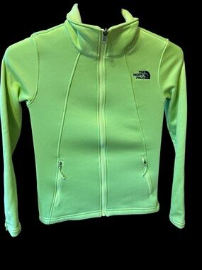 The North Face Neon Lime Full-Zip Fleece Jacket size XS with fleece in